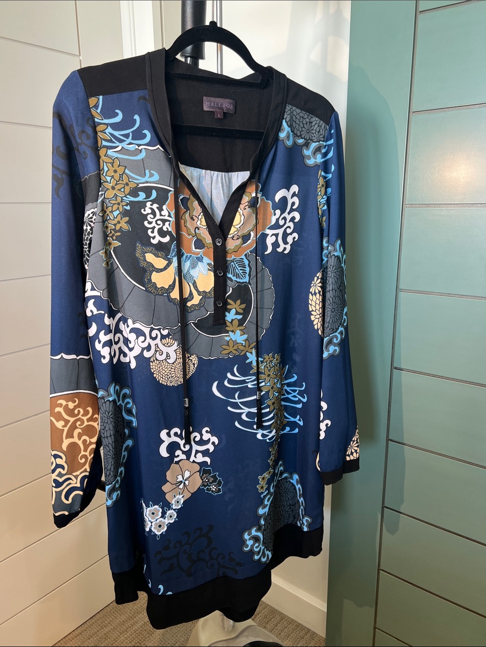 Hale Bob Navy Floral V-Neck Tunic